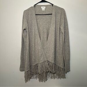 Club Monaco Cashmere Gray Cardigan Fringe Sweater